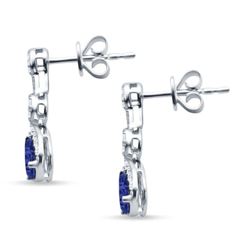 Drop Dangle Pear Stud Earrings Blue Sapphire CZ 925 Sterling Silver wholesale
